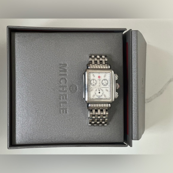 MICHELE Deco Diamond Chronograph Bracelet Watch with 3 straps, 33mm - Picture 12 of 16